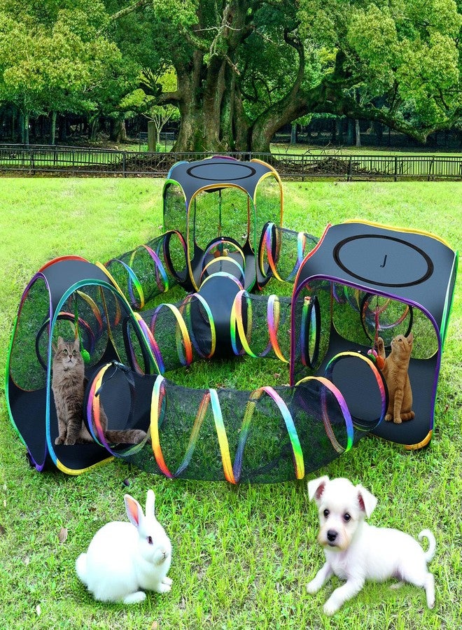 CypherX Outdoor Rainbow Cat Enclosure, 7 in 1 Portable Cat Tents for Outside Cage Free Outside Pet Enclosure Cat Tunnel Outdoor Playground for Indoor Cats and Small Animals - Image 1